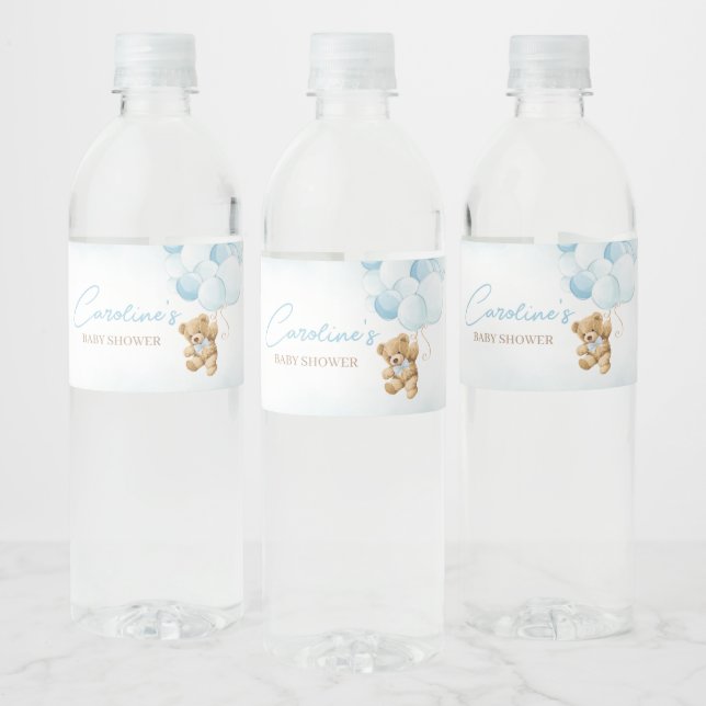 Blue Teddy Bear Balloons Babydusche (Flaschen)
