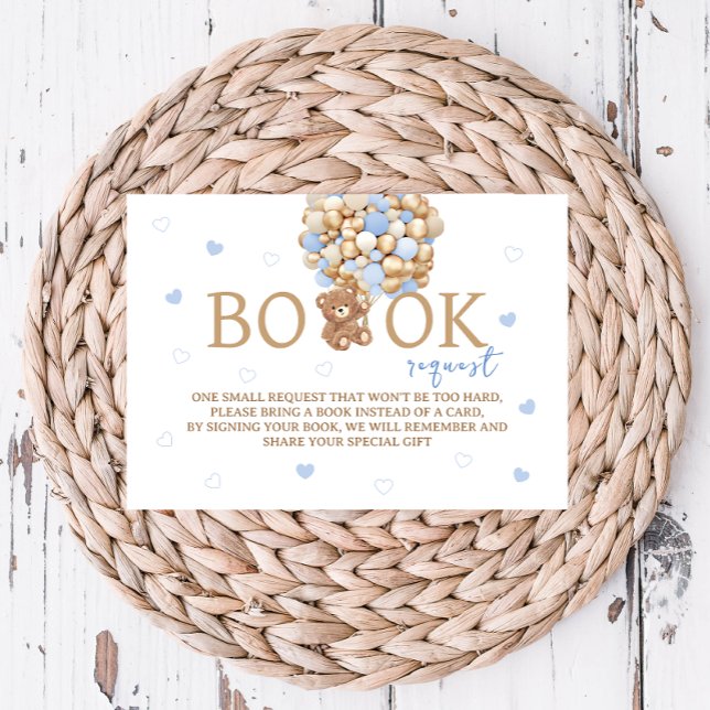 Blue Teddy Bear Balloons Buchanfrage Begleitkarte (Von Creator hochgeladen)