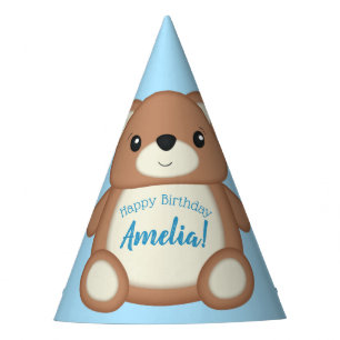 Blue Teddy Bear Birthday Party Partyhütchen