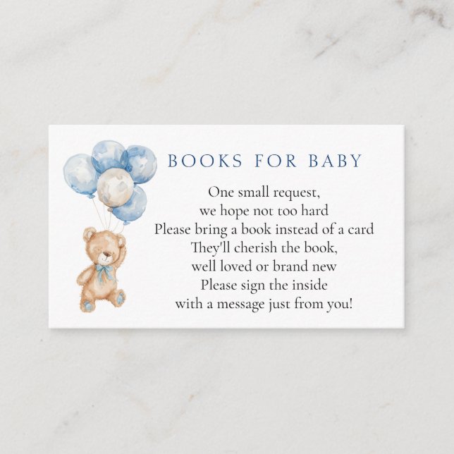 Blue Teddy Bear Books for Baby Begleitkarte (Vorderseite)