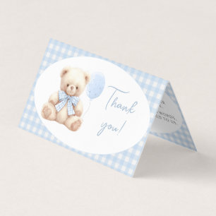 Blue Teddy Bear Bow Baby Dusche Danke Karten