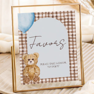 Blue Teddy Bear Boy Baby Dusche Gefallen Tafelschi Poster