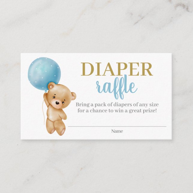 Blue Teddy Bear Boy Diaper Umschließungskarte Begleitkarte (Vorderseite)