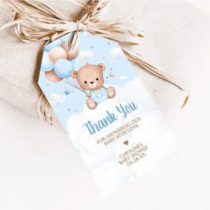 Blue Teddy Bear Clouds Baby Duwer Fevor Tags Geschenkanhänger