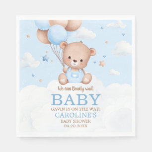 Blue Teddy Bear Clouds Balloon Babydusche Serviette