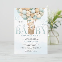 Blue Teddy Bear Hot Air Ballon Baby Dusche laden Einladung