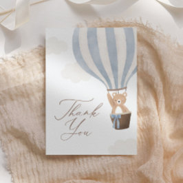 Blue Teddy Bear Hot Air Ballon Babydusche Dankeskarte