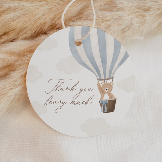 Blue Teddy Bear Hot Air Ballon Babydusche Geschenkanhänger (Von Creator hochgeladen)