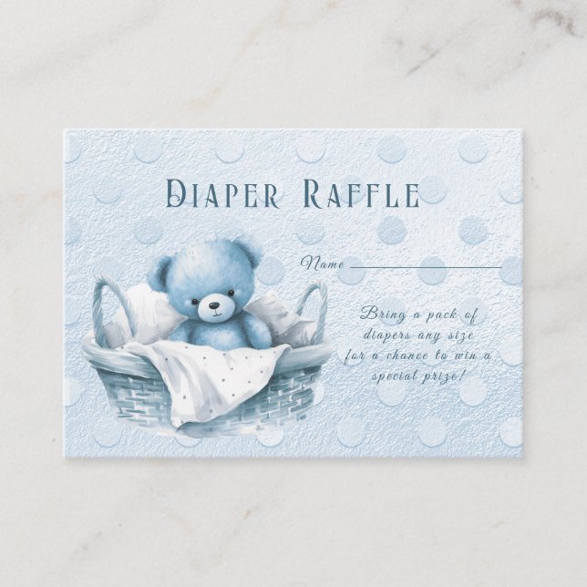 Blue Teddy Bear in Basket Baby Dusche Begleitkarte (Vorderseite)
