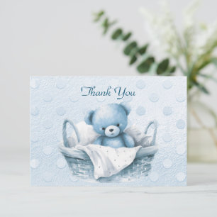 Blue Teddy Bear in Basket Danke Karte