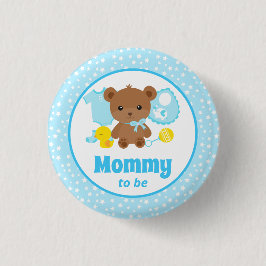 Blue Teddy Bear Kleidung Baby Dusche Mommy zu sein Button