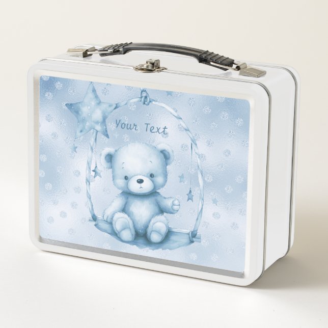Blue Teddy Bear Metal Lunch Box (Vorderseite)