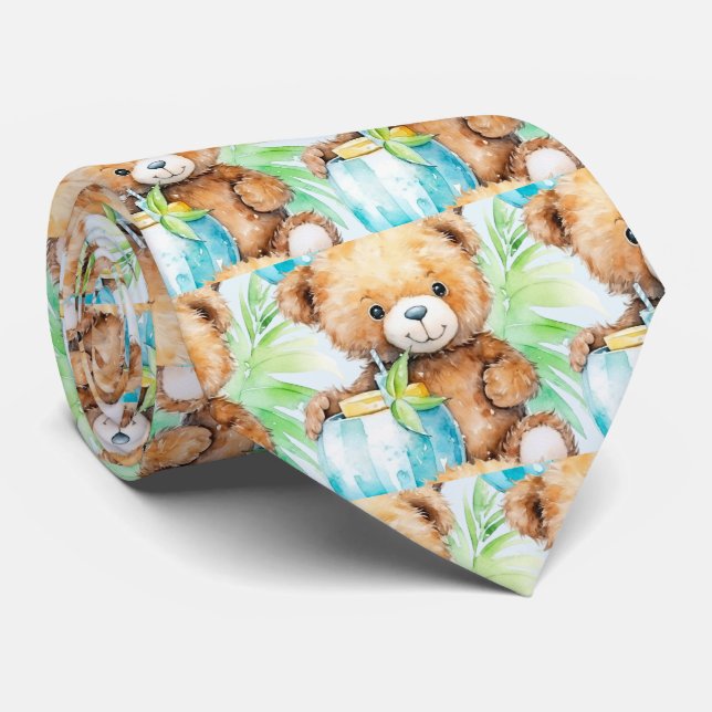 Blue Teddy Bear Neck Tie Krawatte (Gerollt)
