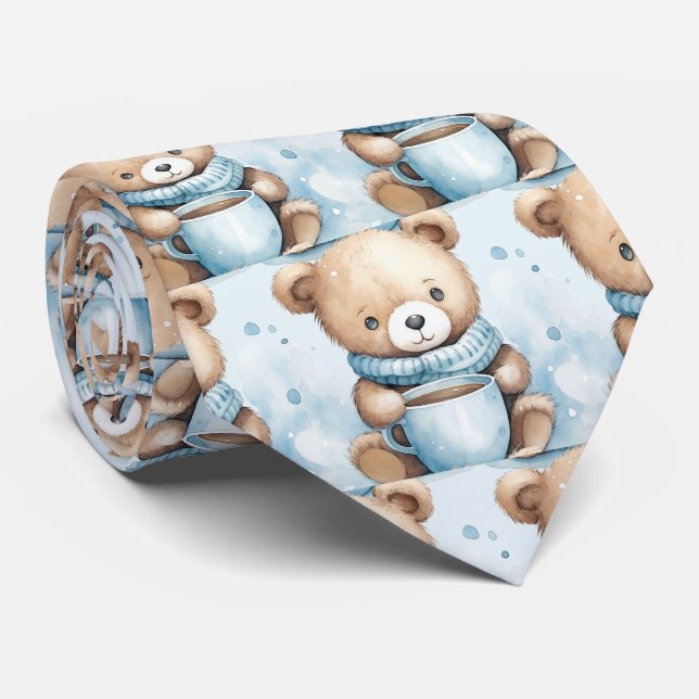 Blue Teddy Bear Neck Tie Krawatte (Gerollt)