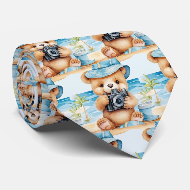 Blue Teddy Bear Neck Tie Krawatte (Gerollt)