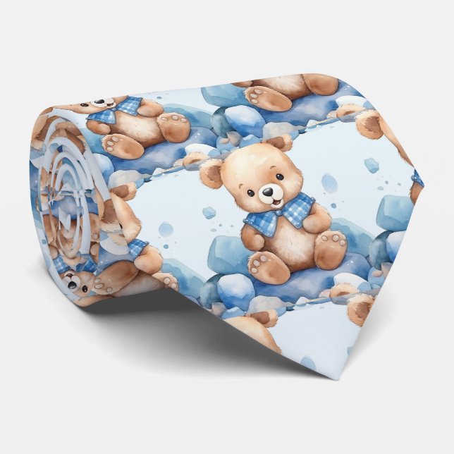 Blue Teddy Bear Neck Tie Krawatte (Gerollt)