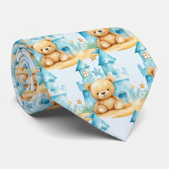 Blue Teddy Bear Neck Tie Krawatte (Gerollt)