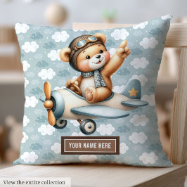 Blue Teddy Bear Pilot Baby Pillow Neugeborene Gesc Kissen