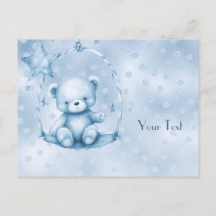Blue Teddy Bear Postcard Postkarte