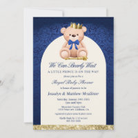 Blue Teddy Bear Prince Baby Dusche