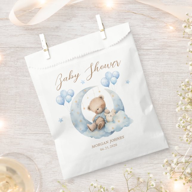 Blue Teddy Bear Stars Baby Dusche Geschenktütchen (Ausgeschnitten)