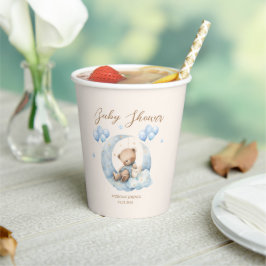 Blue Teddy Bear Stars Baby Dusche Pappbecher