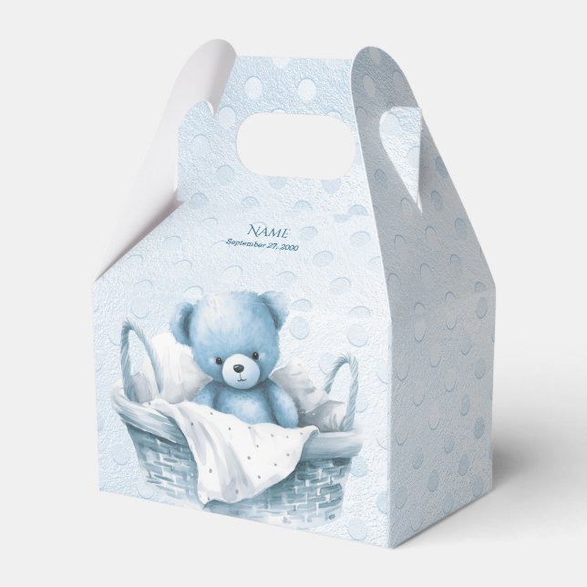 Blue Teddy Beer in Basket Gevor Box Geschenkschachtel (Vorderseite)