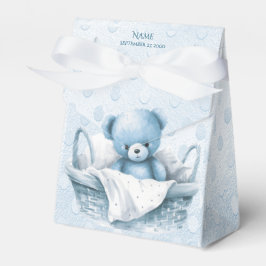 Blue Teddy Beer in Basket Gevor Box Geschenkschachtel