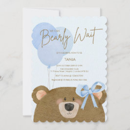 Blue Teddy wir können frühzeitig abwarten Baby Dus Einladung