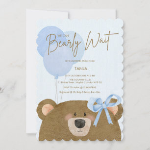 Blue Teddy wir können frühzeitig abwarten Baby Dus Einladung