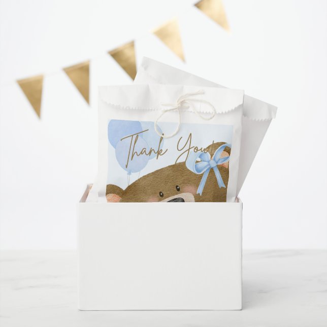 Blue Teddy wir können frühzeitig abwarten Baby Dus Geschenktütchen (Party)