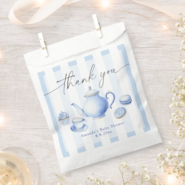 Blue Tee Party Baby Dusche Danke Geschenktütchen (Ausgeschnitten)