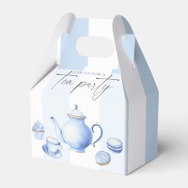 Blue Tee Party Baby Dusche Geschenkschachtel (Vorderseite)