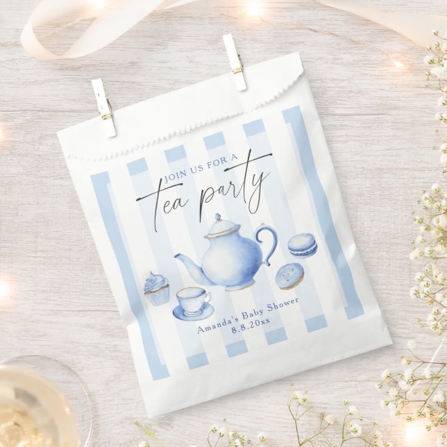 Blue Tee Party Baby Dusche Geschenktütchen (Ausgeschnitten)