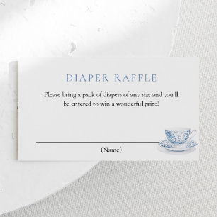 Blue Tee Party Baby Dusche Windeln Raffle Ticket Begleitkarte