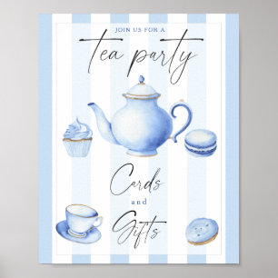 Blue Tee Party Babydusche Karten und Geschenke Poster