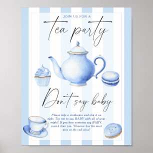Blue Tee Party Babydusche Sag nicht, Baby Poster