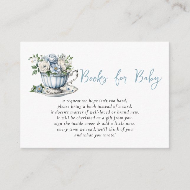 Blue Tee Party Boy Baby Shower Buchanfrage Begleitkarte (Vorderseite)