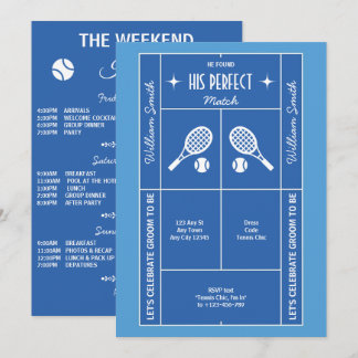 Blue Tennis Bachelor Party Invitation Einladung