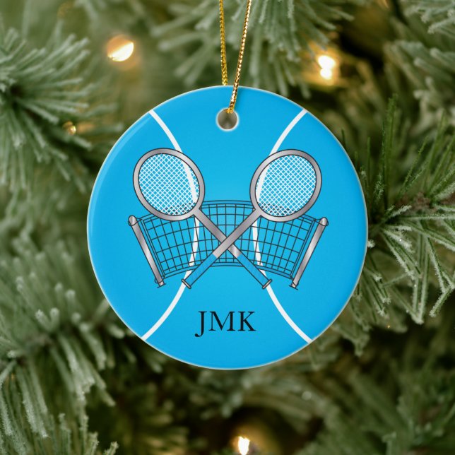 Blue Tennis Ball | Personalisieren Keramik Ornament (Baum)