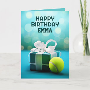Blue Tennis Birthday Card, individuell anpassbar Karte