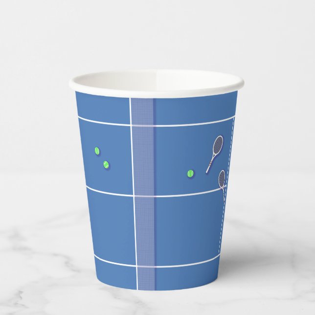 Blue Tennis Court Modern Tennis Player Pappbecher (Links)