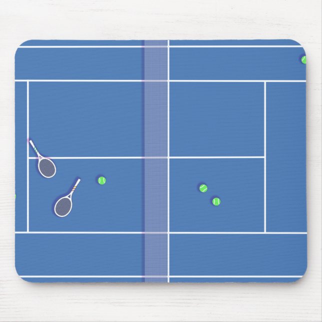 Blue Tennis Court Preppy Modern Tennis Player Mousepad (Vorne)