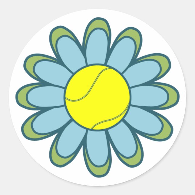 Blue Tennis Girl Runder Aufkleber (Vorderseite)