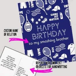 Blue Tennis 🎾 Happy Birthday Postcard Postkarte