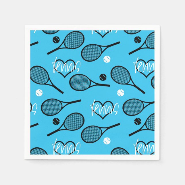 Blue Tennis Party, individuell einstellbar Serviette (Vorderseite)