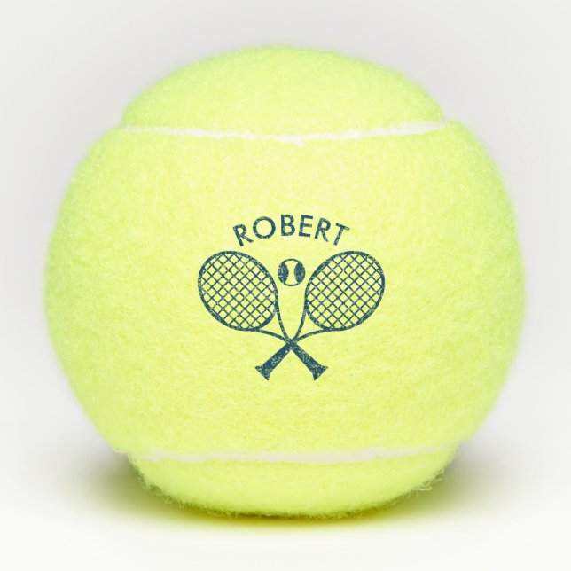 Blue Tennis Thema Custom Monogram Tennisbälle (Vorderseite)