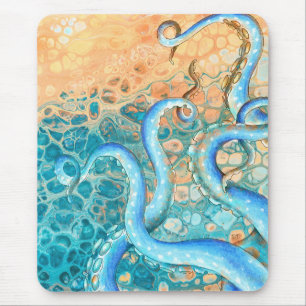 Blue Tentacles Octopus Kraken Abstrakte Aquamarine Mousepad