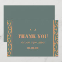 Blue Terracotta Monogram Wedding Dankeschön Card