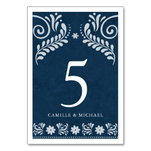 Blue Terracotta Papel Picado Mexican Wedding Tischnummer